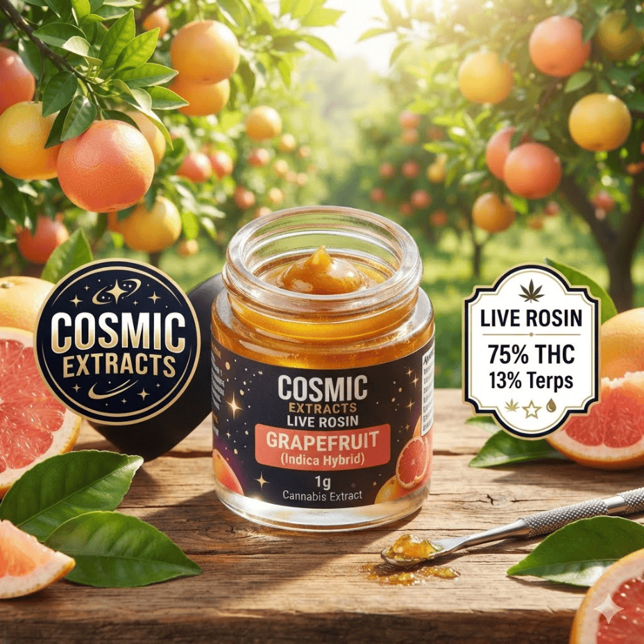 Cosmic Extracts Grapefruit Sativa Live Rosin-1g Morden Vape SuperStore and Cannabis Manitoba Canada
