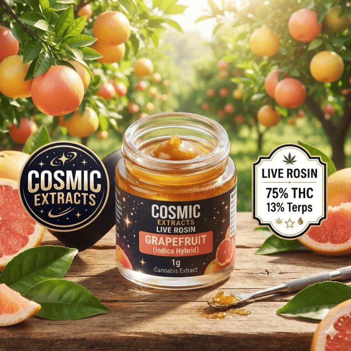 Cosmic Extracts Grapefruit Sativa Live Rosin-1g Morden Vape SuperStore and Cannabis Manitoba Canada