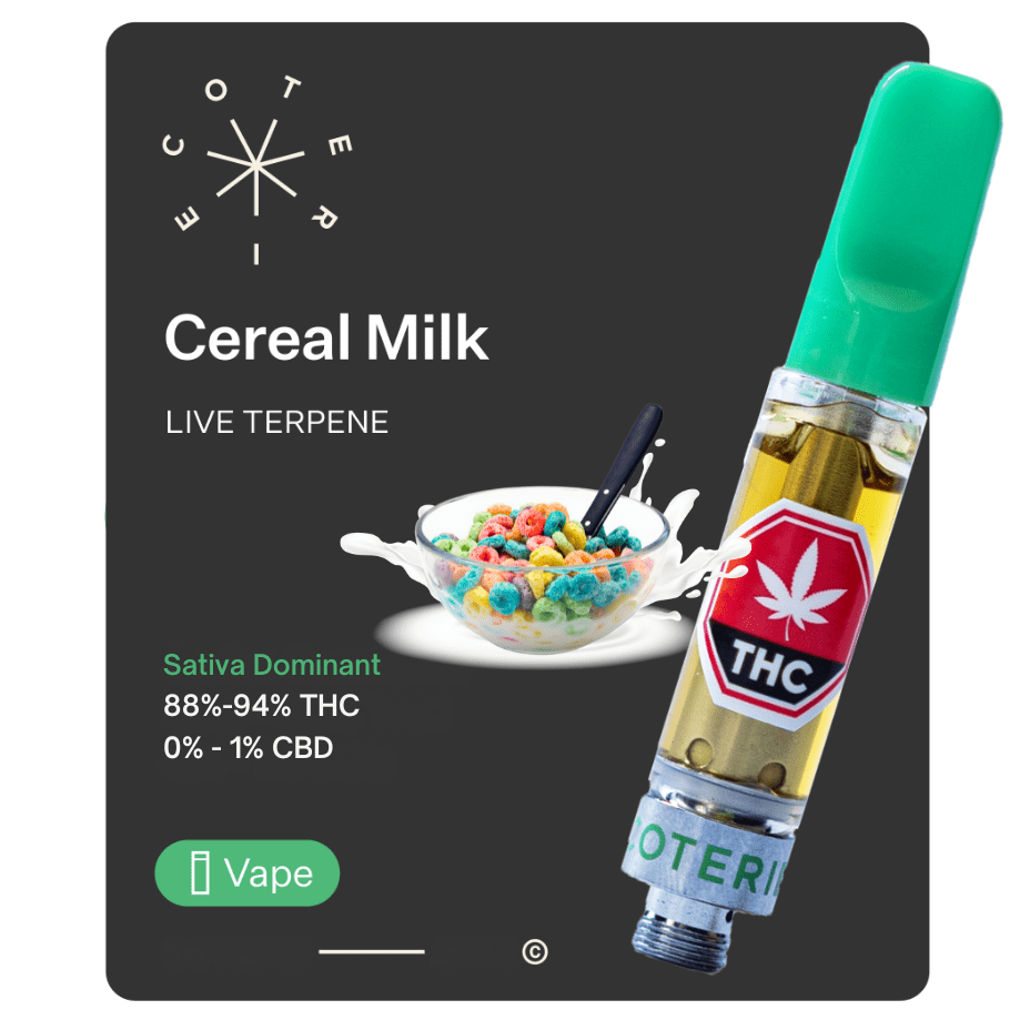 Coterie Cereal Milk Live Terpene Cartridge - 1g 1g Morden Vape SuperStore and Cannabis Manitoba Canada