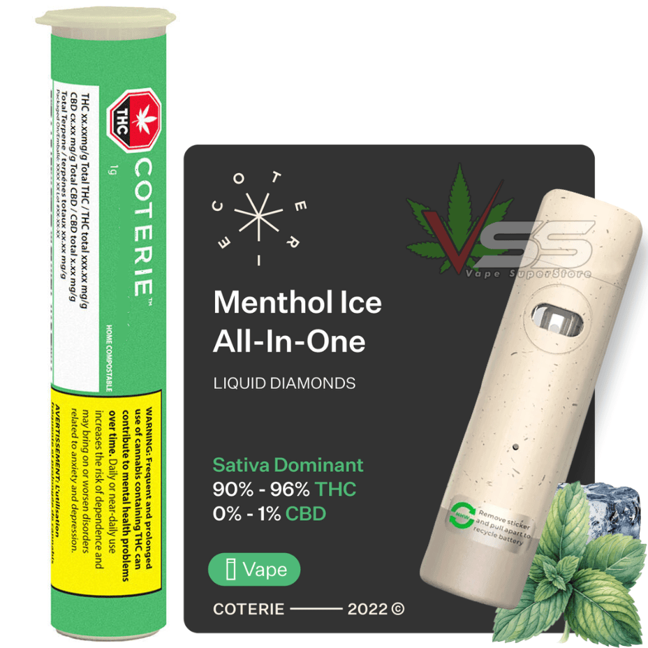 Coterie - Ice Menthol Liquid Diamonds AIO Disposable Vape - 1g Morden Vape SuperStore and Cannabis Manitoba Canada