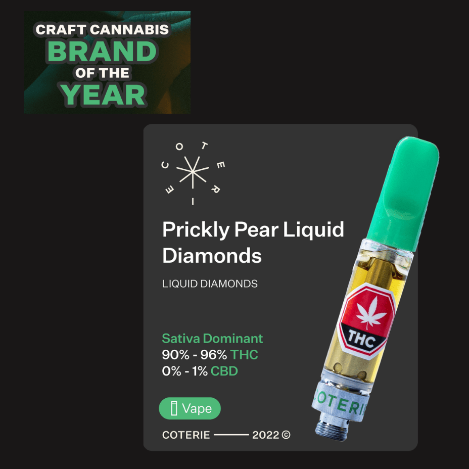 Coterie Prickly Pear Liquid Diamond 510 Cart-1g Morden Vape SuperStore and Cannabis Manitoba Canada
