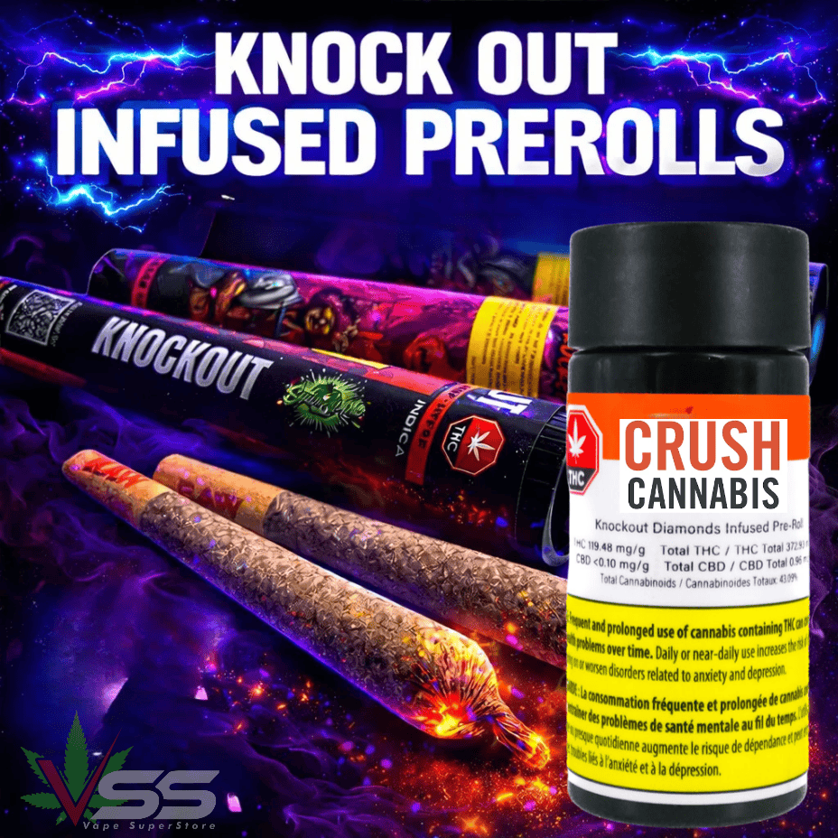 Crushed Knockout DMD Infused Hybrid Pre-Rolls-5x0.5g Morden Vape SuperStore and Cannabis Manitoba Canada