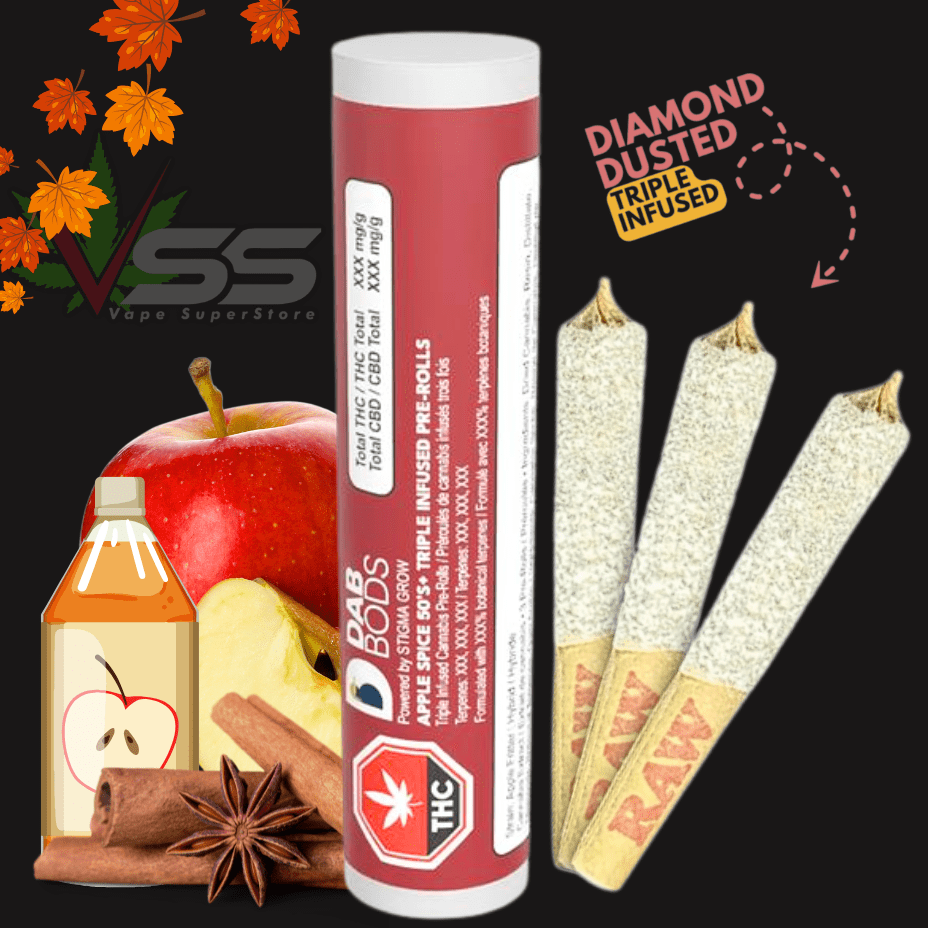 Dab Bods Apple Spice 50s+ Triple Infused Pre-rolls 3x0.5g Morden Vape SuperStore and Cannabis Manitoba Canada