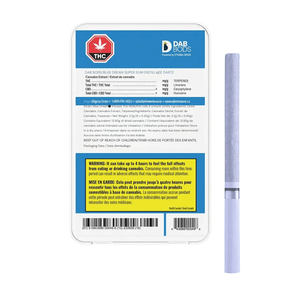 Dab Bods Blue Dream Super Slim Disti Dartz Infused Pre-rolls Morden Vape SuperStore and Cannabis Manitoba Canada