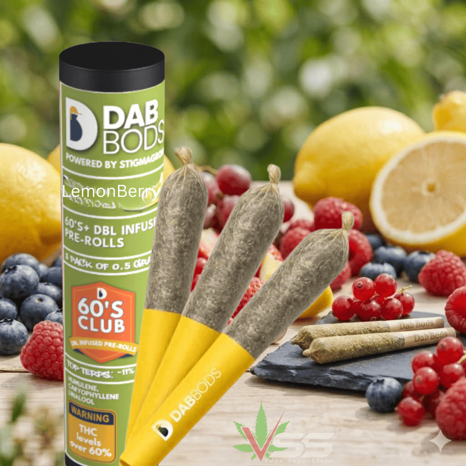 Dab Bods LemonBerry 60's+ Dbl Infused Sativa Pre-Rolls-3x0.5g Morden Vape SuperStore and Cannabis Manitoba Canada