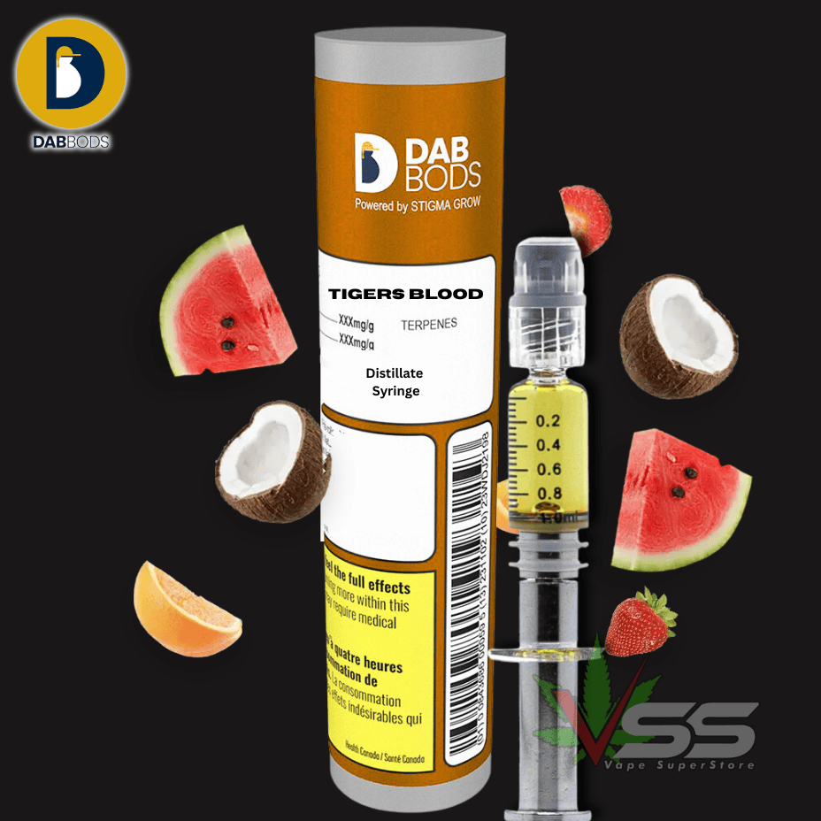 Dab Bods Tiger's Blood Distillate Syringe - 1g Morden Vape SuperStore and Cannabis Manitoba Canada