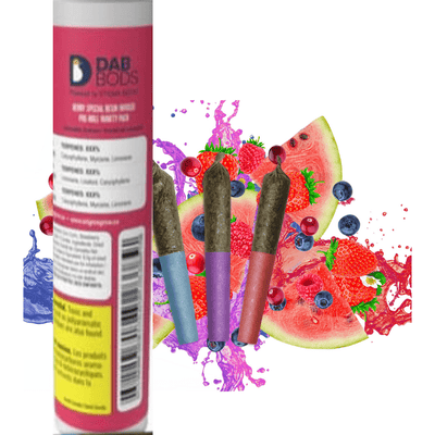 Dab Bods Berry Variety Resin Fortified Infused Pre-Rolls-3x0.5g with 42% THC content at Morden Vape Superstore & Cannabis in Manitoba