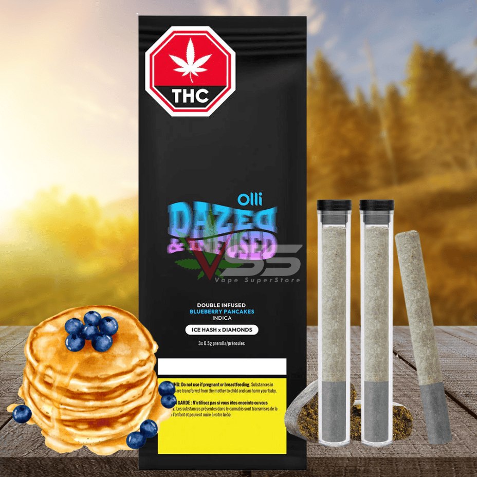 dazed disposable vape Dazed & Infused Blueberry Pancakes Ice Water Hash + Diamond Pre-rolls