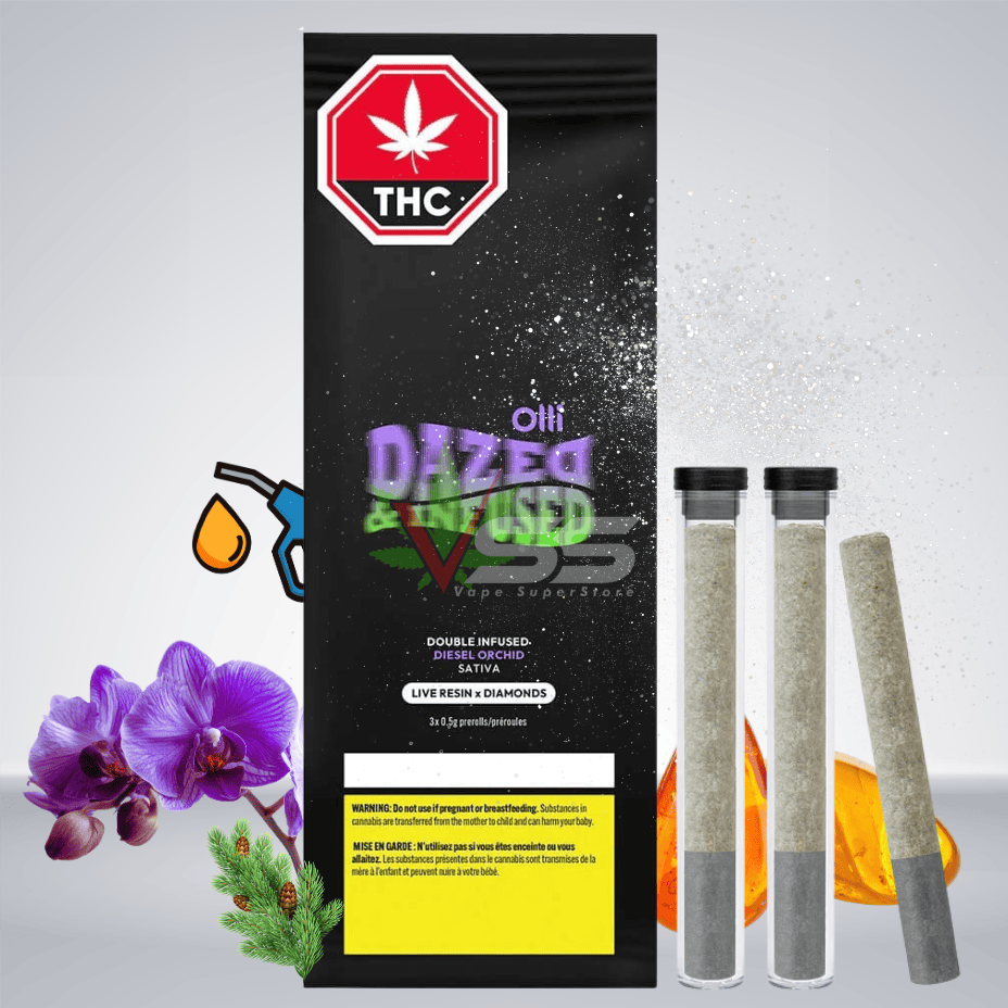 Dazed & Infused Diesel Orchid Infused Pre-rolls 3x0.5g Morden Vape SuperStore and Cannabis Manitoba Canada