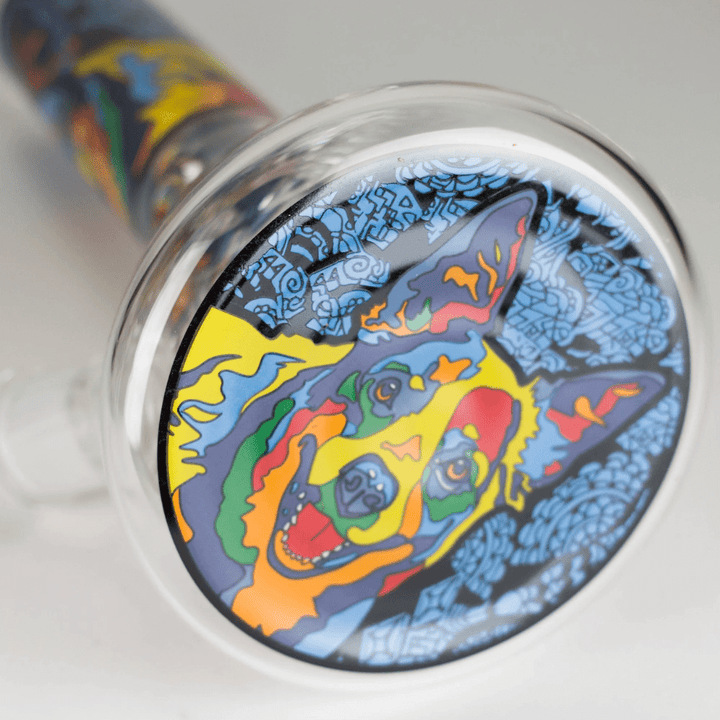 Design Dog Decal 7mm Beaker Bong 14" 14 Inches / 7mm Borosilicate Morden Vape SuperStore and Cannabis Manitoba Canada