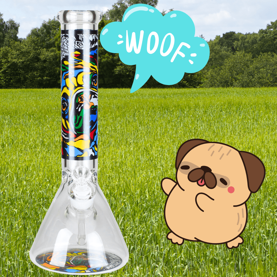 Design Dog Decal 7mm Beaker Bong 14" 14 Inches / 7mm Borosilicate Morden Vape SuperStore and Cannabis Manitoba Canada