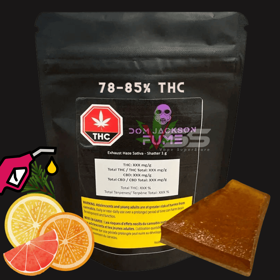 Dom Jackson - Max Exhaust Haze Sativa Shatter - 1g Morden Vape SuperStore and Cannabis Manitoba Canada