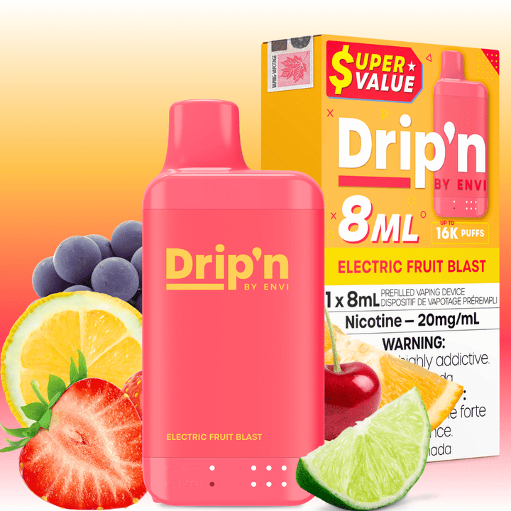 Drip'n by Envi 16K Disposable Vape - Electric Fruit Blast 8mL / 16000 Puffs / 20mg Morden Vape SuperStore and Cannabis Manitoba Canada