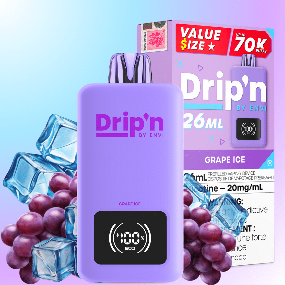 Drip'n by Envi 70K Disposable Vape - Grape Ice 26mL / 70000 Puffs / 20mg Morden Vape SuperStore and Cannabis Manitoba Canada