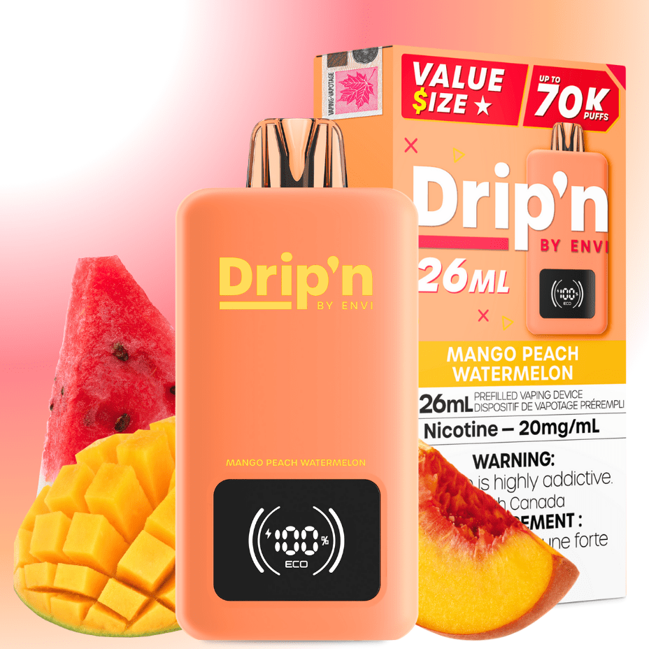 Drip'n by Envi 70K Disposable Vape - Mango Peach Watermelon 26mL / 70000 Puffs / 20mg Morden Vape SuperStore and Cannabis Manitoba Canada