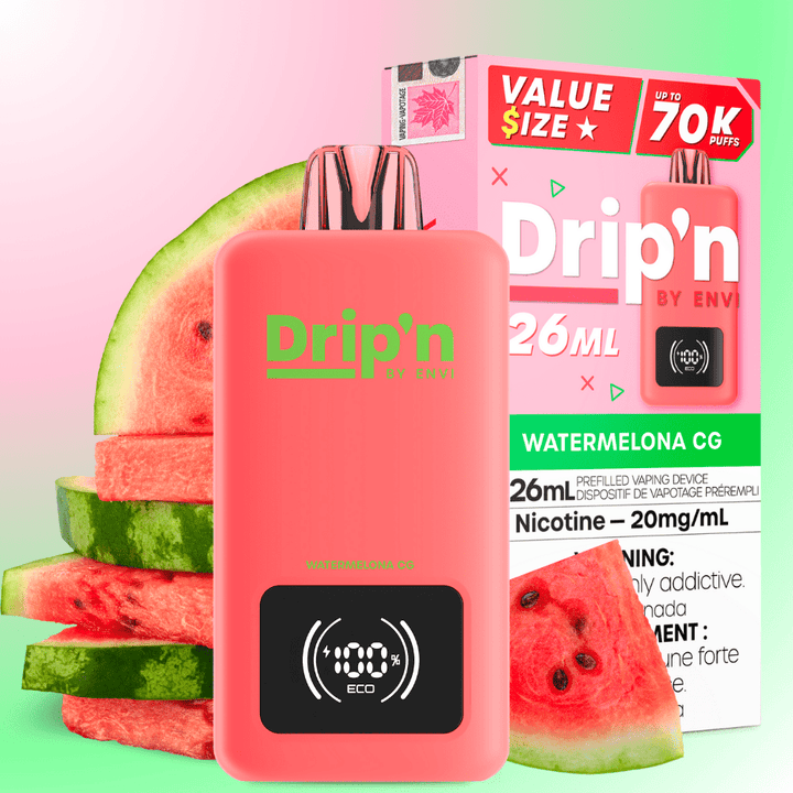 Drip'n by Envi 70K Disposable Vape - Watermelona CG 26mL / 70000 Puffs / 20mg Morden Vape SuperStore and Cannabis Manitoba Canada