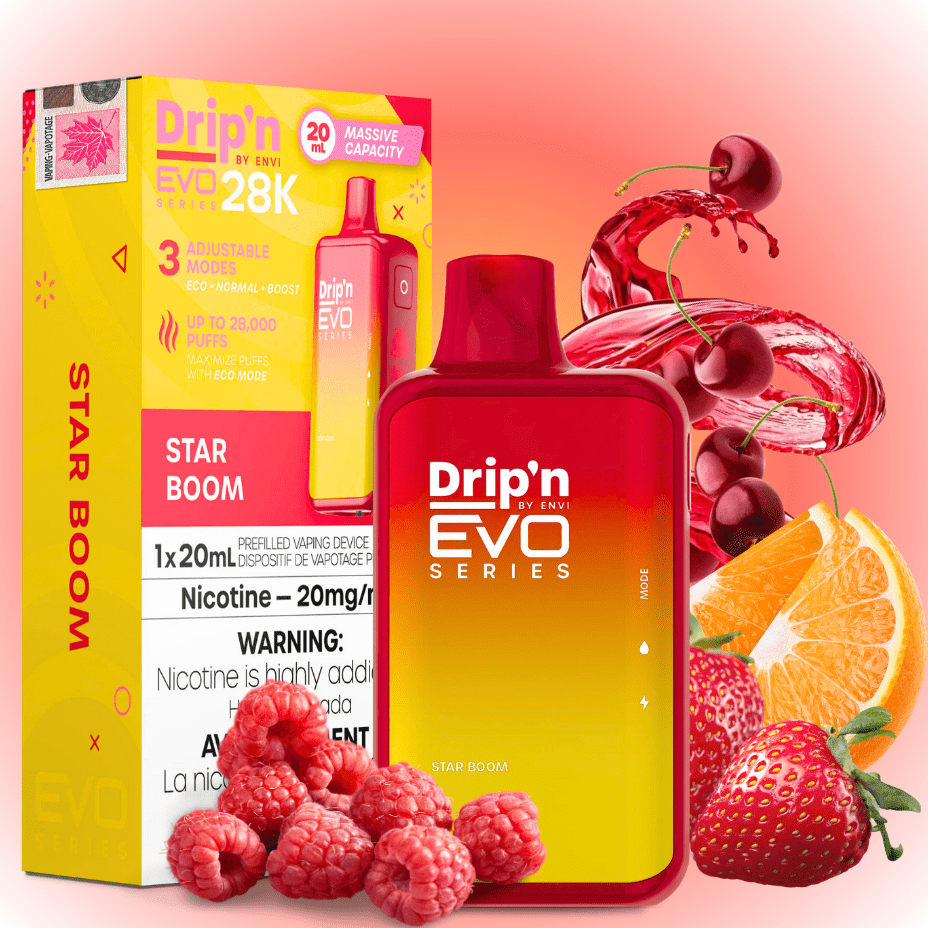 Drip'n by Envi EVO 28k Disposable Vape-Star Boom 28000 Puffs / 20mg Morden Vape SuperStore and Cannabis Dispensary Manitoba, Canada