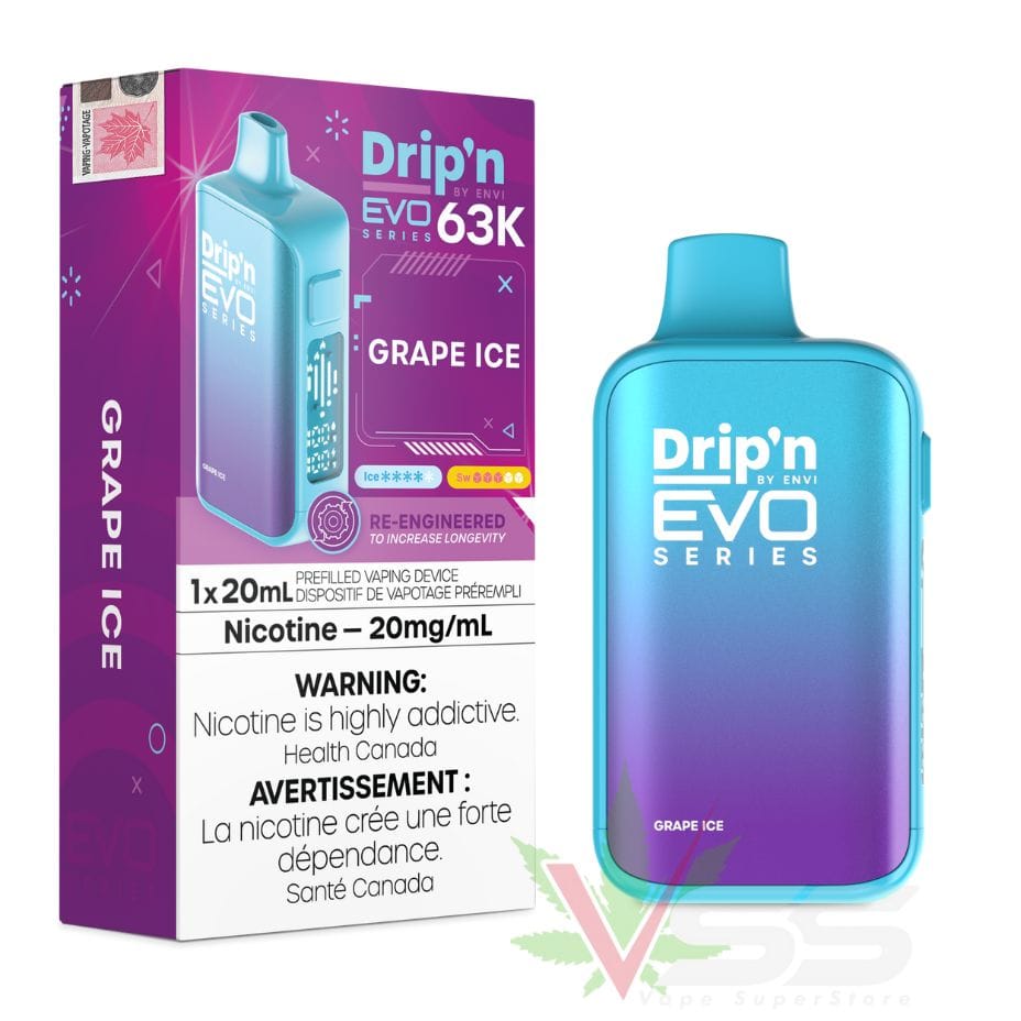 Drip'n by Envi Evo 63K Disposable Vape - Grape Ice Morden Vape SuperStore and Cannabis Manitoba Canada
