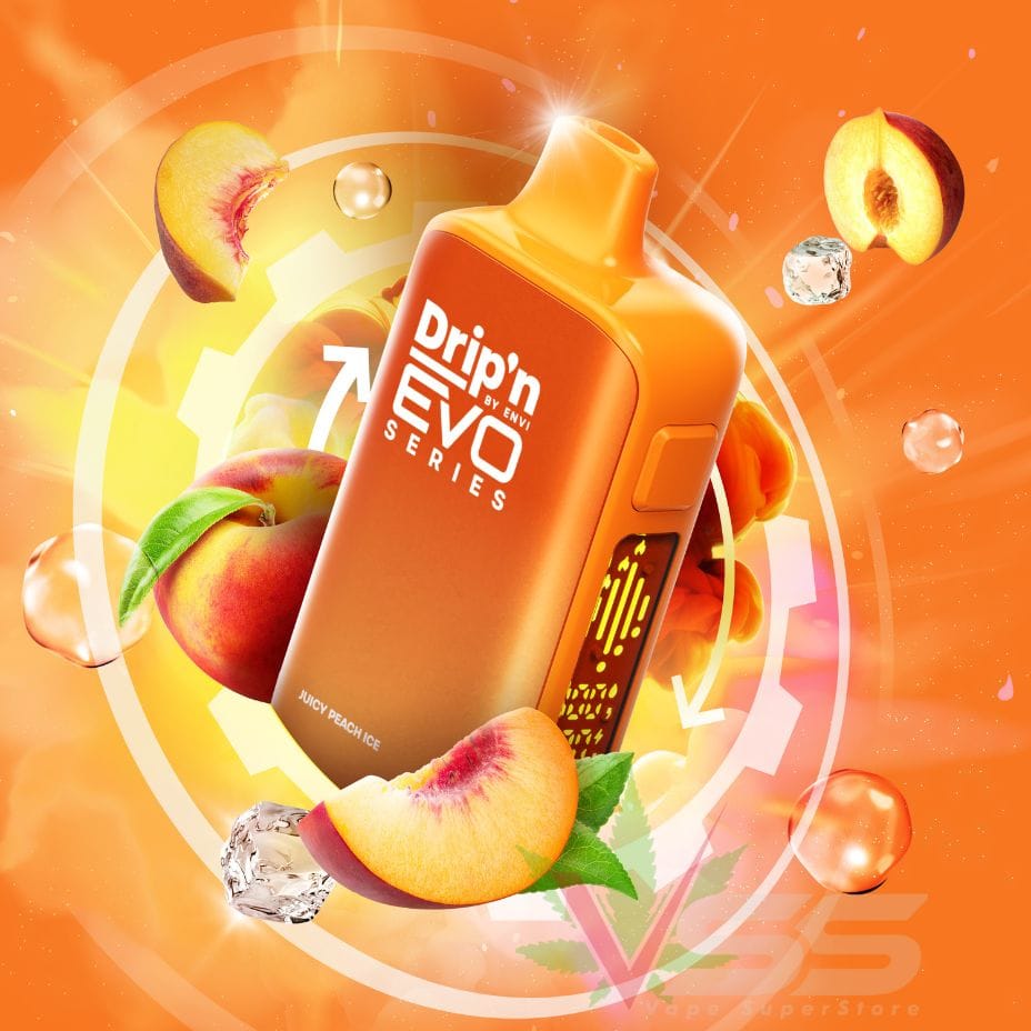 Drip'n by Envi Evo 63K Disposable Vape - Juicy Peach Ice Morden Vape SuperStore and Cannabis Manitoba Canada