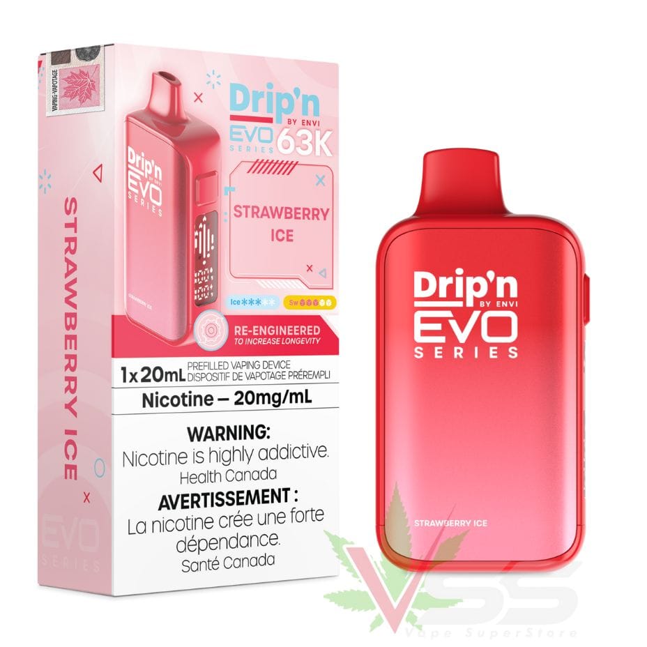 Drip'n by Envi Evo 63K Disposable Vape - Strawberry Ice Morden Vape SuperStore and Cannabis Manitoba Canada