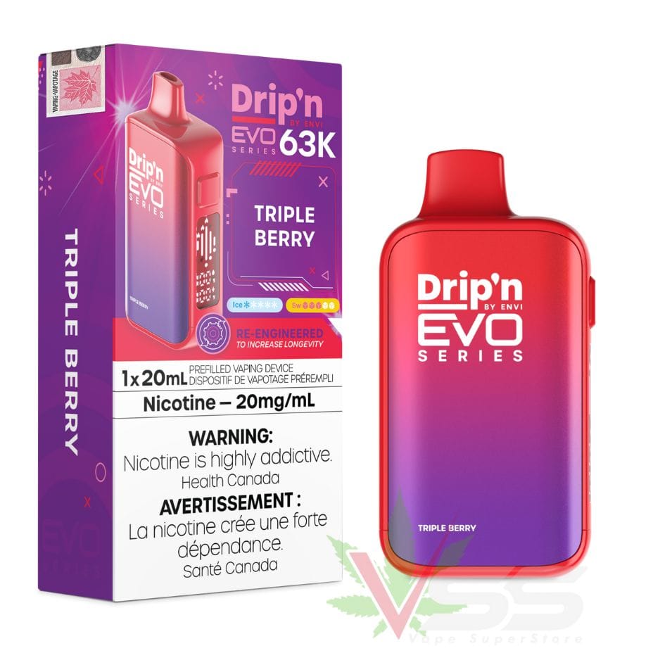 Drip'n by Envi Evo 63K Disposable Vape - Triple Berry Morden Vape SuperStore and Cannabis Manitoba Canada