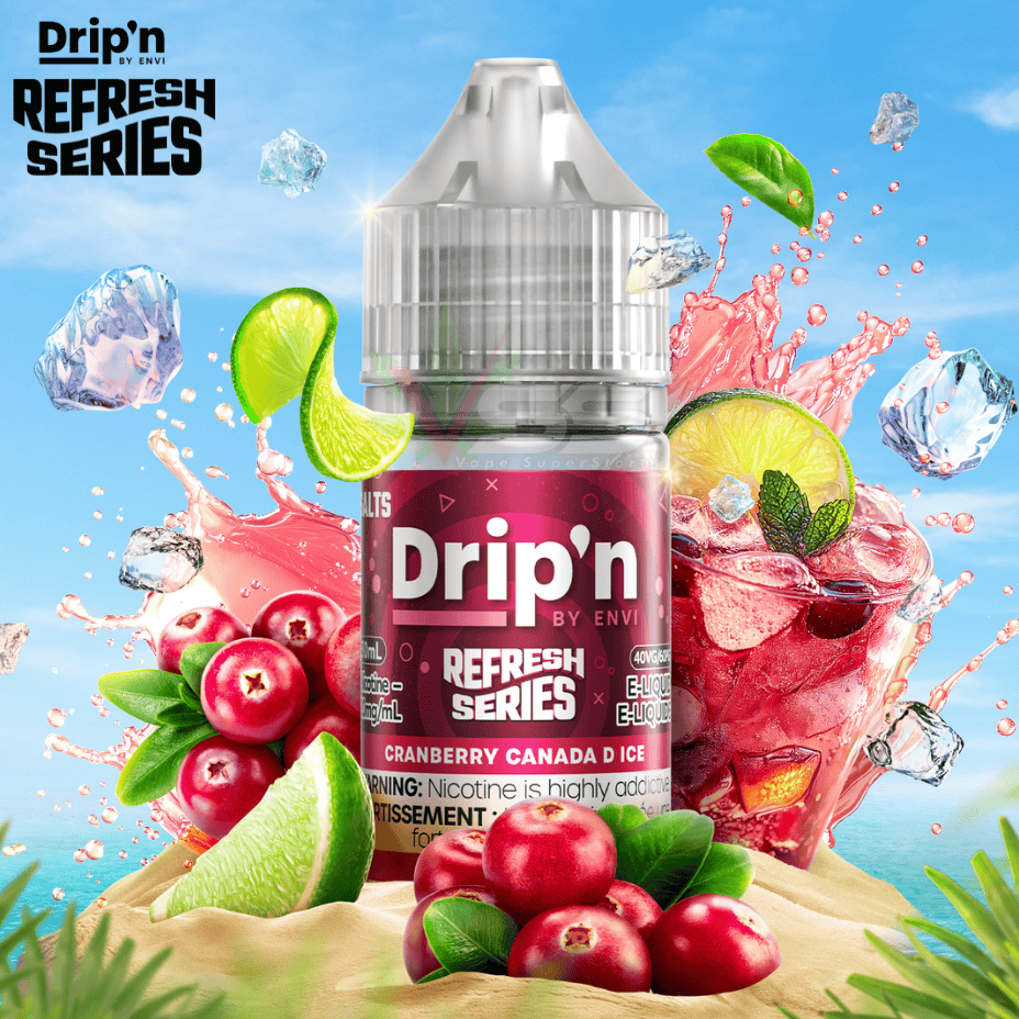 Drip'n by Envi Refresh Salt - Cranberry Canada D Ice 20mg Morden Vape SuperStore and Cannabis Manitoba Canada