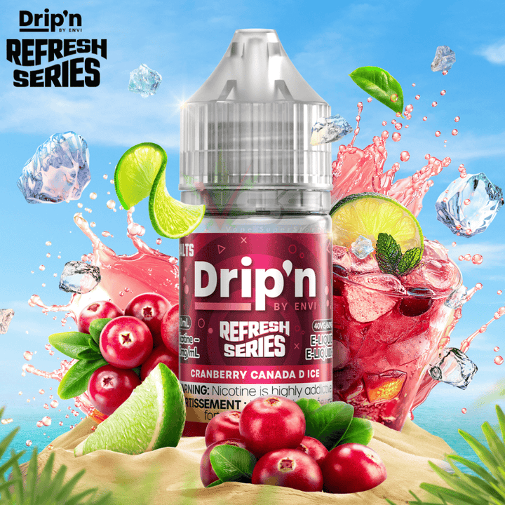 Drip'n by Envi Refresh Salt - Cranberry Canada D Ice 20mg Morden Vape SuperStore and Cannabis Manitoba Canada