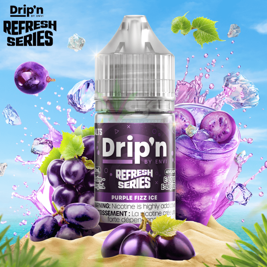 Drip'n by Envi Refresh Salt - Purple Fizz Ice Morden Vape SuperStore and Cannabis Manitoba Canada