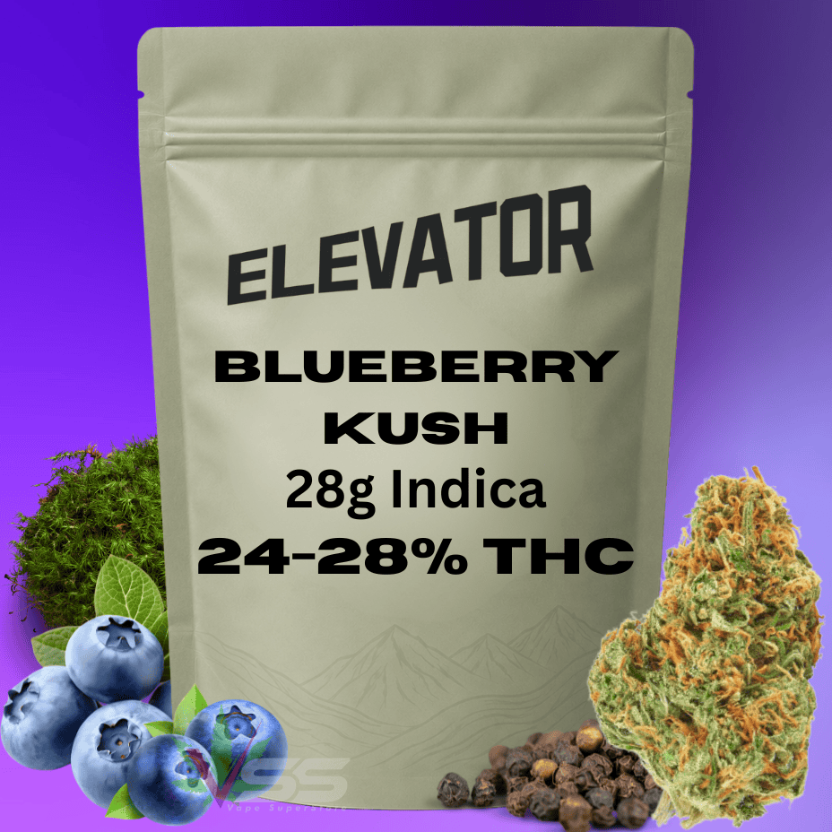 Elevator Blueberry Kush Indica Flower - 28g Morden Vape SuperStore and Cannabis Manitoba Canada