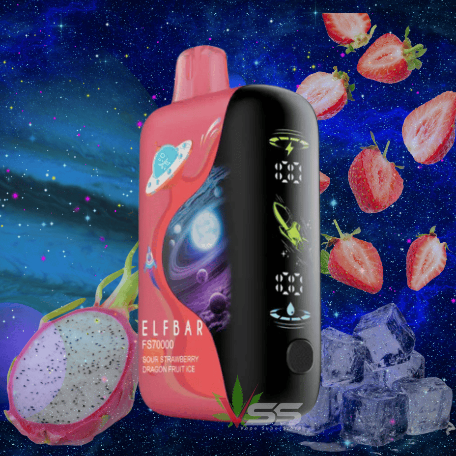 ELFBAR FS70K Disposable Vape - Sour Strawberry Dragon fruit Ice 70000 Puffs / 20mg Morden Vape SuperStore and Cannabis Manitoba Canada