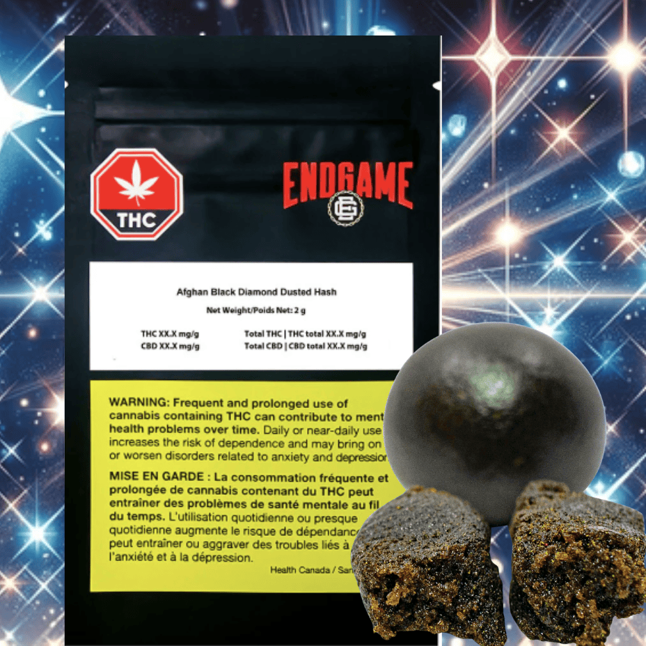 Endgame AFGN Black Diamond Dusted Hash-2g Morden Vape SuperStore and Cannabis Manitoba Canada