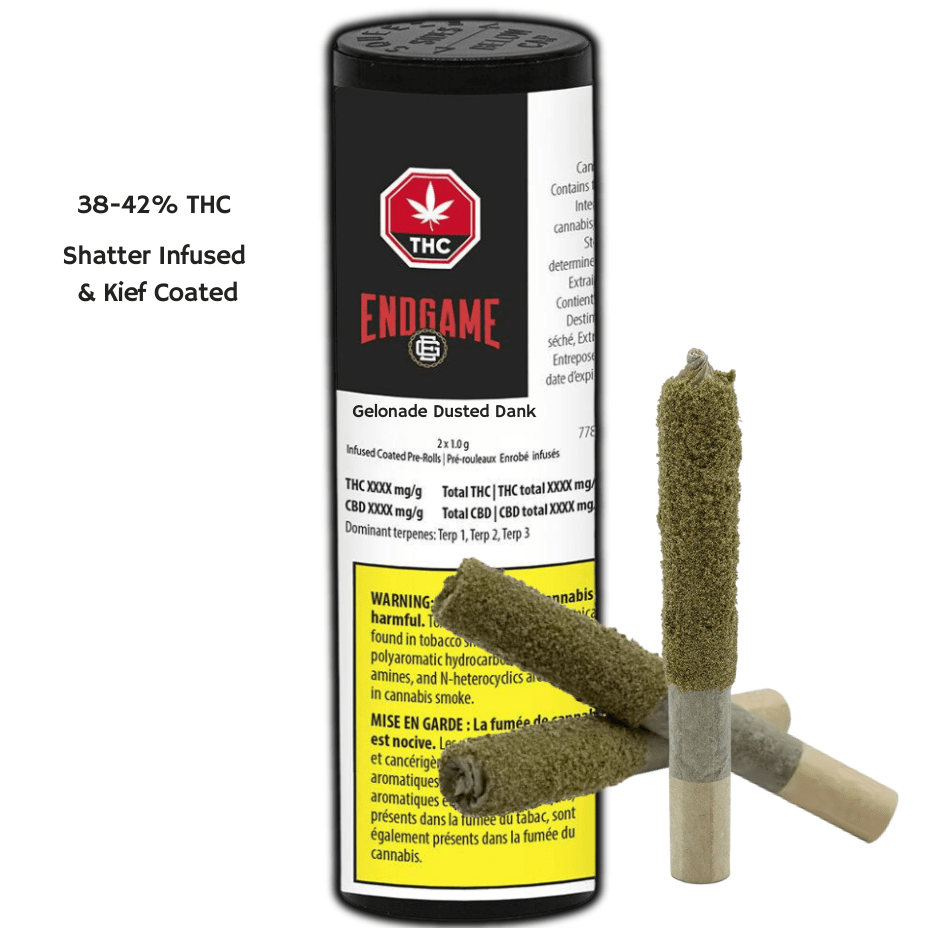 Endgame Gelonade Dusted Dank 0.5s Shatter Infused Pre-rolls 3x0.5g 3x0.5g Morden Vape SuperStore and Cannabis Manitoba Canada