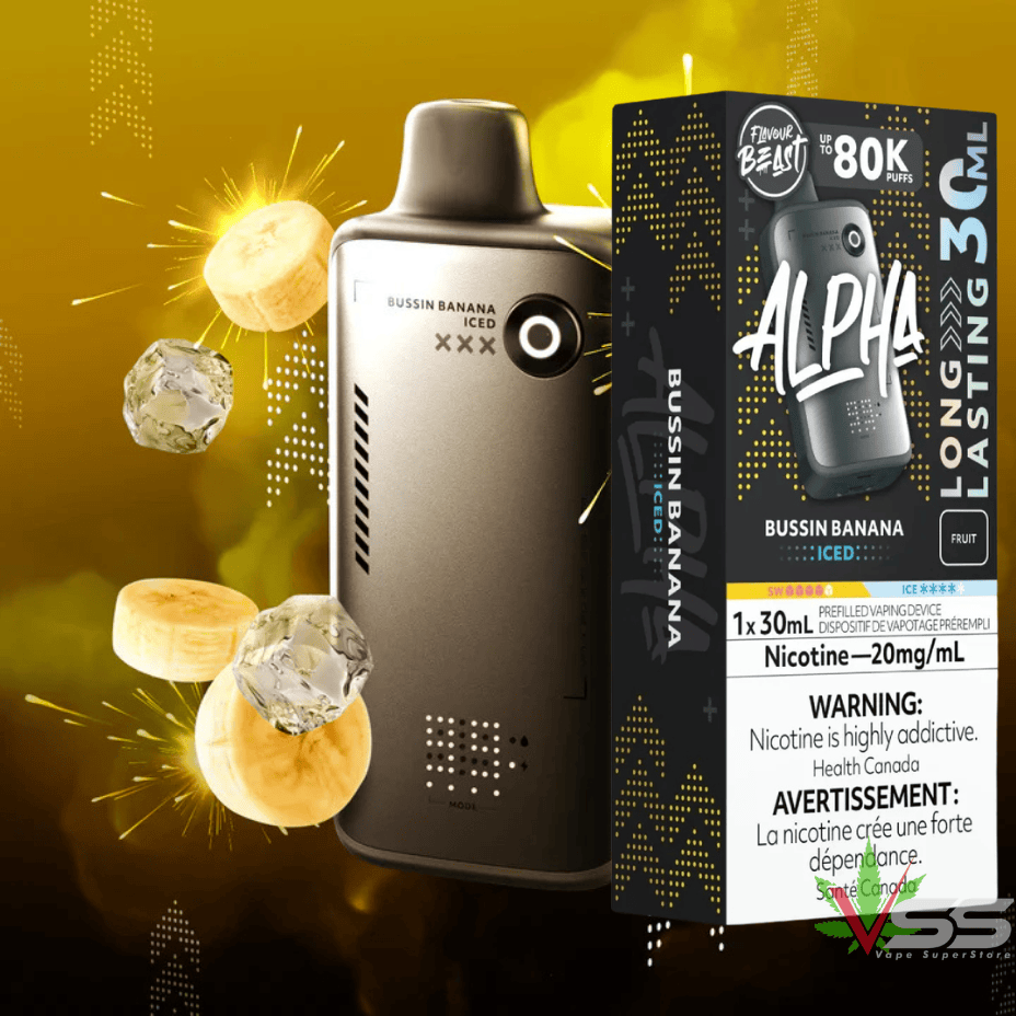 Flavour Beast Alpha 80K Disposable Vape-Bussin Banana Iced 80000 Puffs / 20mg Morden Vape SuperStore and Cannabis Manitoba Canada