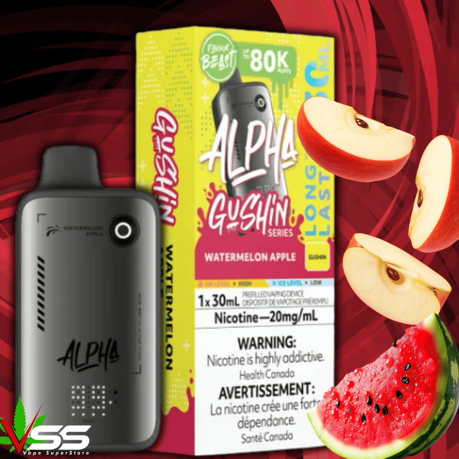 Flavour Beast Alpha 80K Disposable Vape-Gushin Watermelon Apple 80000 Puffs / 20mg Morden Vape SuperStore and Cannabis Manitoba Canada