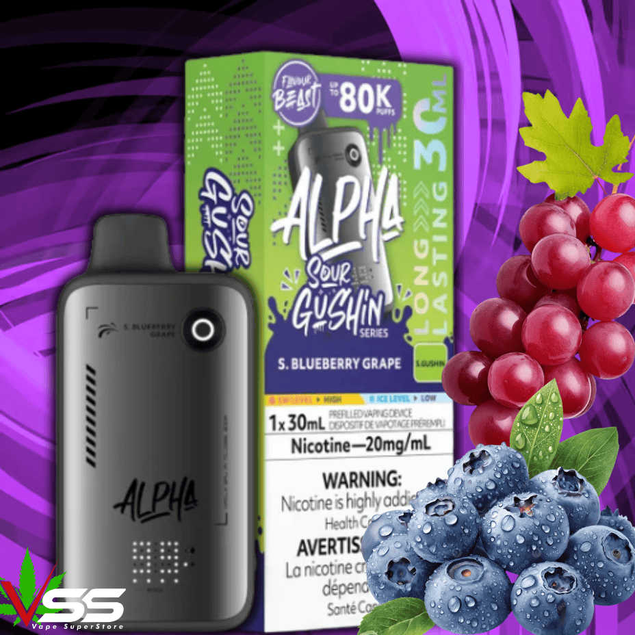 Flavour Beast Alpha 80K Disposable Vape-S. Blueberry Grape 80000 Puffs / 20mg Morden Vape SuperStore and Cannabis Manitoba Canada