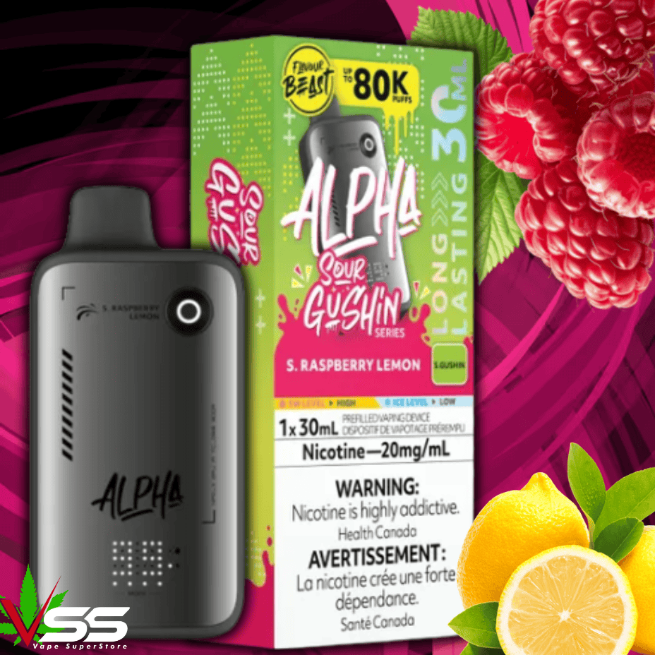 Flavour Beast Alpha 80K Disposable Vape-S. Raspberry Lemon 80000 Puffs / 20mg Morden Vape SuperStore and Cannabis Manitoba Canada