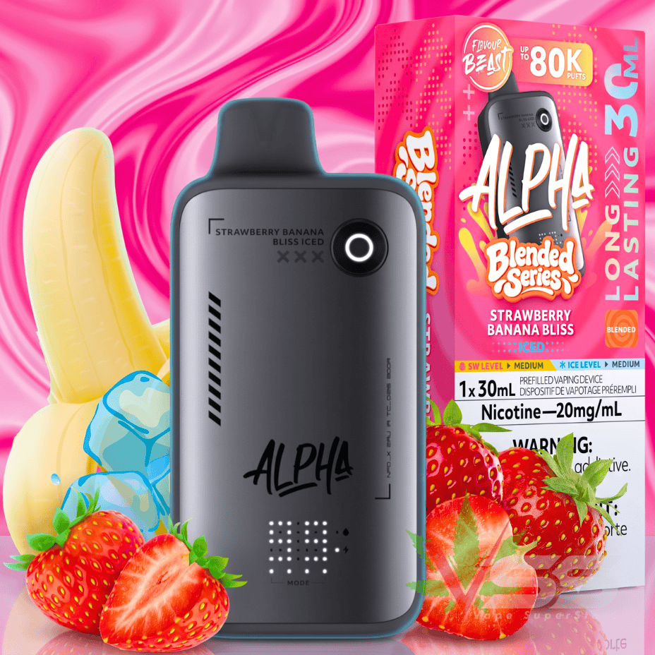 Flavour Beast Alpha 80K Disposable Vape-Strawberry Banana Bliss Iced 80000 Puffs / 20mg Morden Vape SuperStore and Cannabis Manitoba Canada