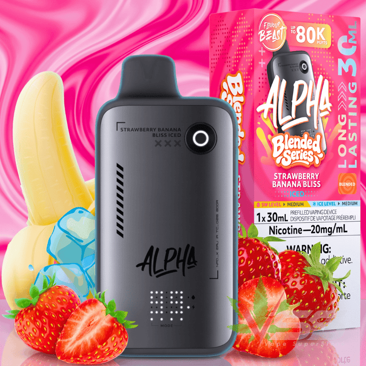 Flavour Beast Alpha 80K Disposable Vape-Strawberry Banana Bliss Iced 80000 Puffs / 20mg Morden Vape SuperStore and Cannabis Manitoba Canada