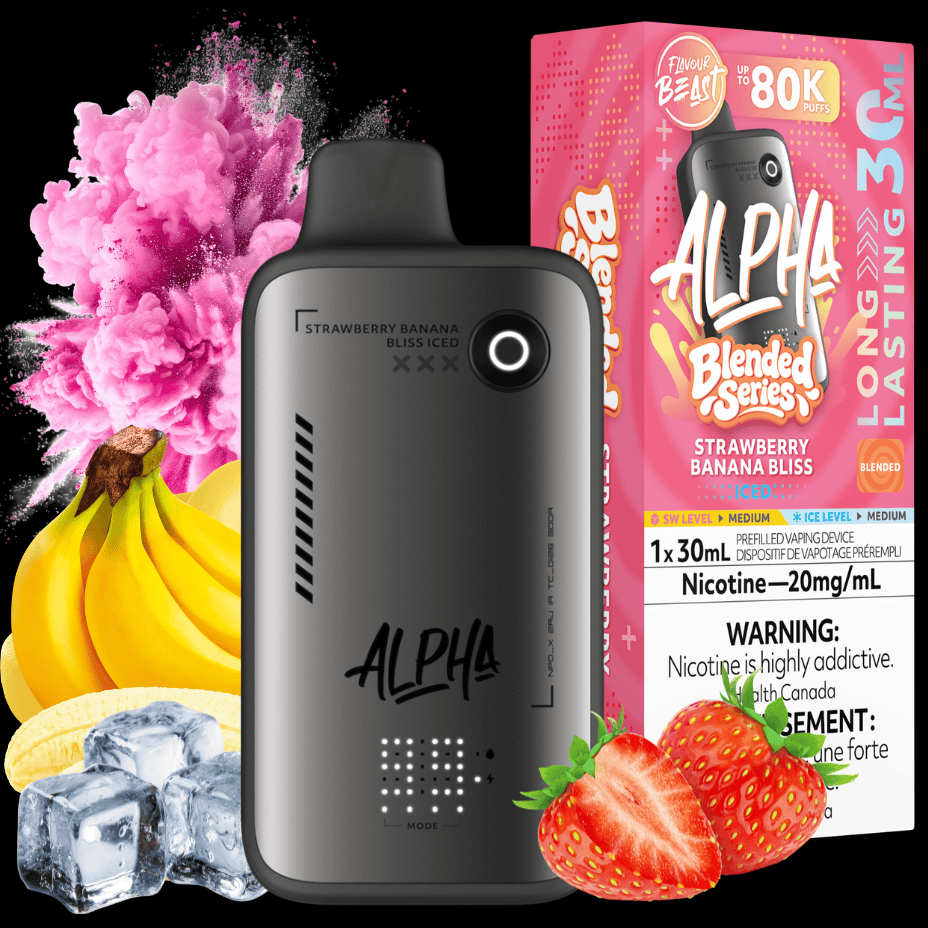 Flavour Beast Alpha 80K Disposable Vape-Strawberry Banana Bliss Iced 80000 Puffs / 20mg Morden Vape SuperStore and Cannabis Manitoba Canada