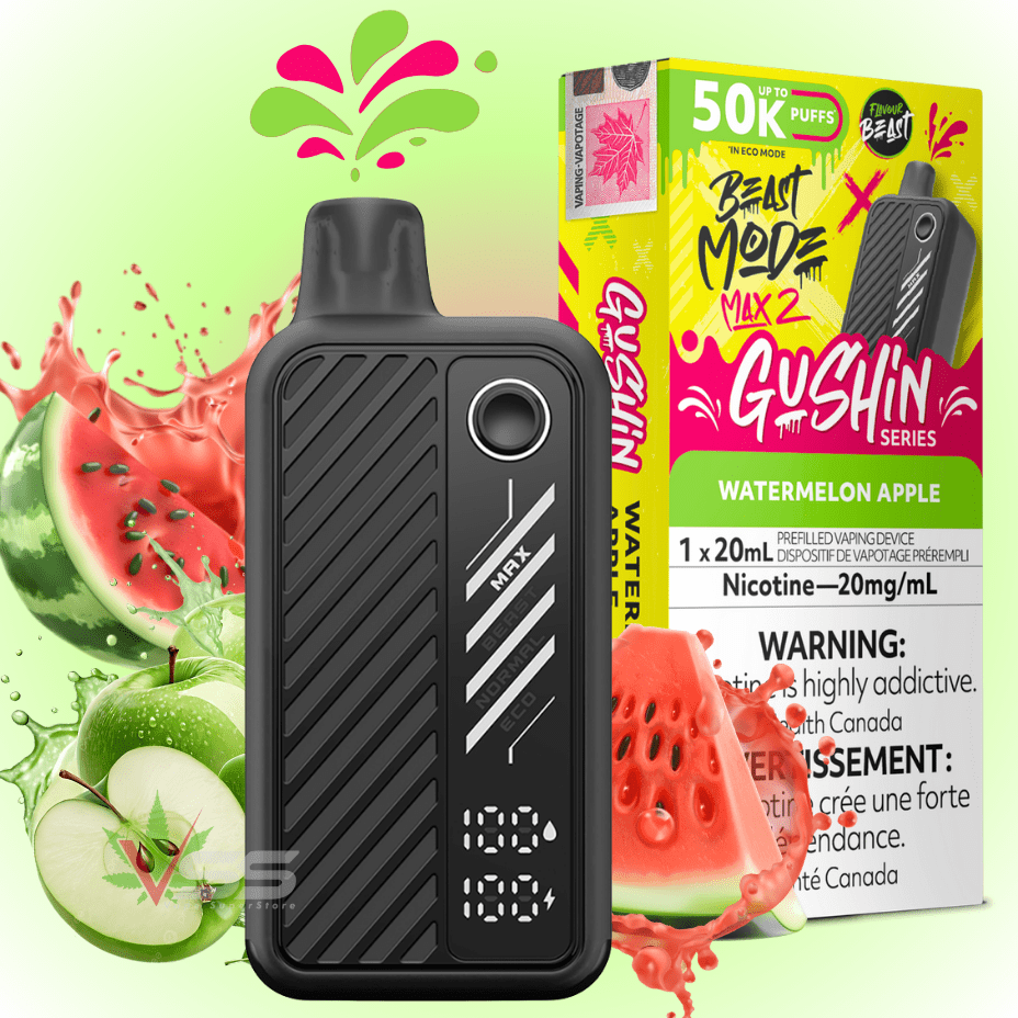 Flavour Beast Beast Mode Max 2 50k Disposable Vape - Gushin Watermelon Apple 20mg / 50000 Puffs Morden Vape SuperStore and Cannabis Manitoba Canada