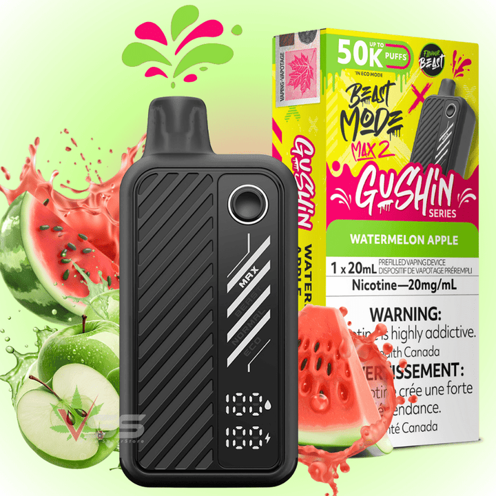 Flavour Beast Beast Mode Max 2 50k Disposable Vape - Gushin Watermelon Apple 20mg / 50000 Puffs Morden Vape SuperStore and Cannabis Manitoba Canada