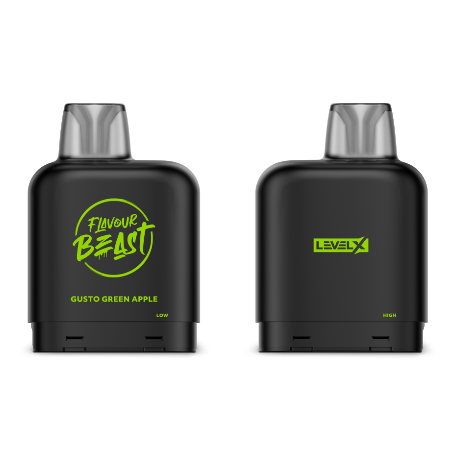 Level X Closed Pod Systems 20mg / 7000 Puffs Level X Flavour Beast Pod-Gusto Green Apple-Morden Vape & Cannabis MB, Canada