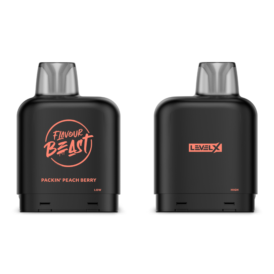 Level X Closed Pod Systems 20mg / 7000 Puffs Level X Flavour Beast Pod-Packin' Peach Berry-Morden Vape & Cannabis MB, Canada