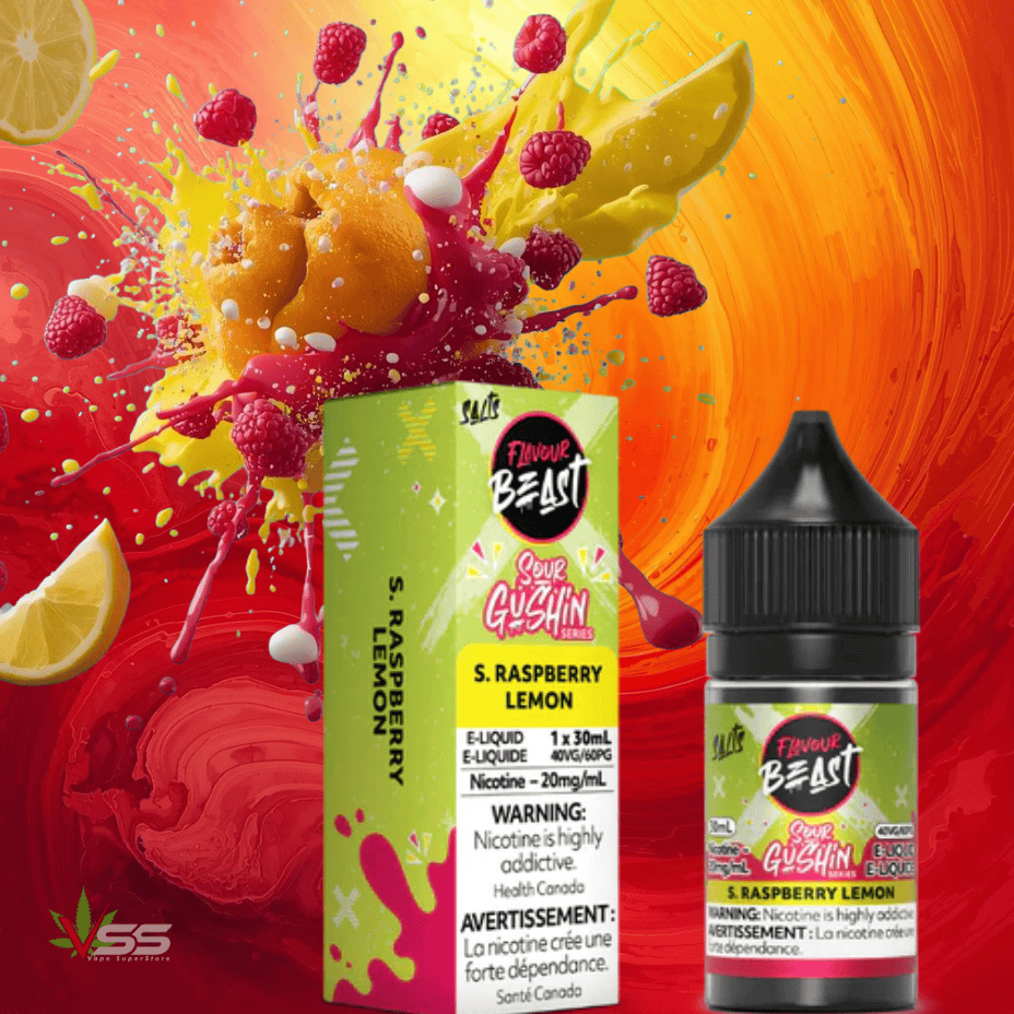Flavour Beast Gushin Salts - S. Raspberry Lemon 30ml 30mL / 20mg Morden Vape SuperStore and Cannabis Manitoba Canada