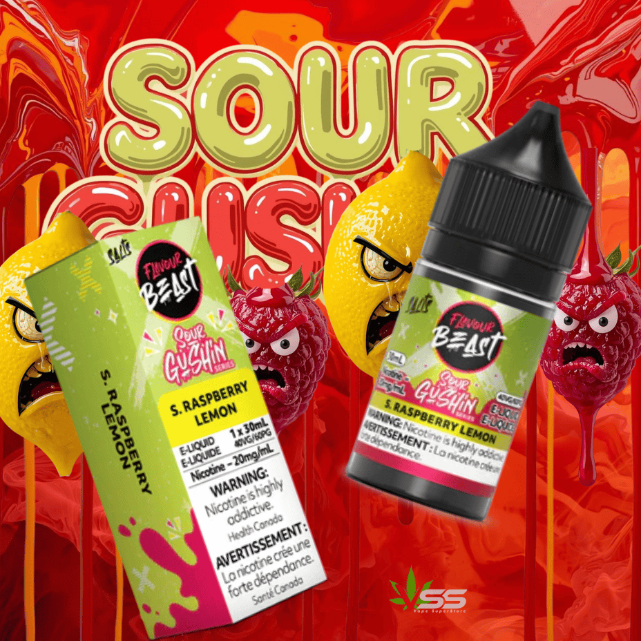 Flavour Beast Gushin Salts - S. Raspberry Lemon 30ml 30mL / 20mg Morden Vape SuperStore and Cannabis Manitoba Canada