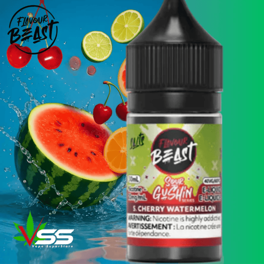 Flavour Beast Gushin Salts - Sour Cherry Watermelon 30mL / 20mg Morden Vape SuperStore and Cannabis Manitoba Canada