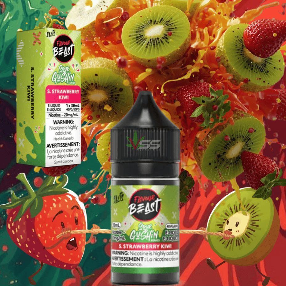 Flavour Beast Gushin Salts - Sour Strawberry Kiwi 30mL / 20mg Morden Vape SuperStore and Cannabis Manitoba Canada