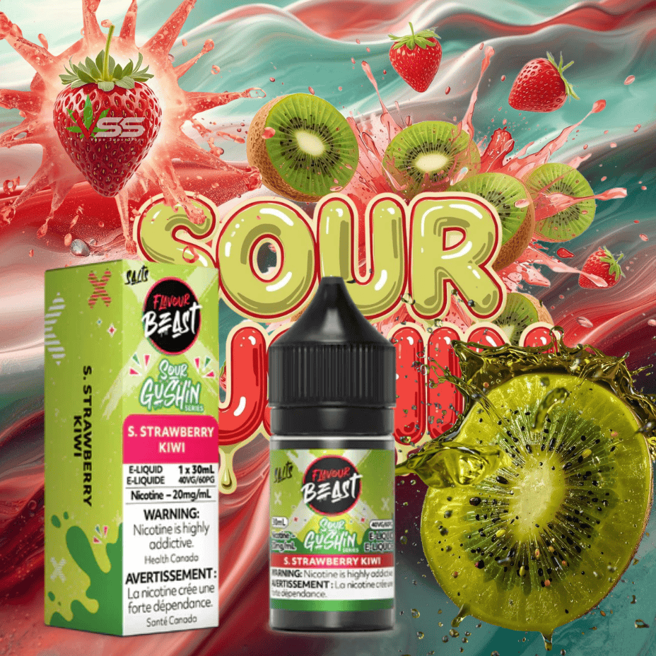 Flavour Beast Gushin Salts - Sour Strawberry Kiwi 30mL / 20mg Morden Vape SuperStore and Cannabis Manitoba Canada