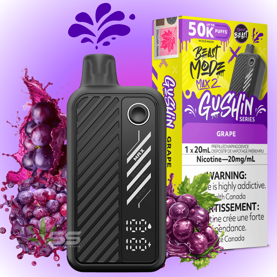 Flavour Beast Max 2 50k Disposable Vape - Gushin Grape 20mg / 50000 Puffs Morden Vape SuperStore and Cannabis Manitoba Canada