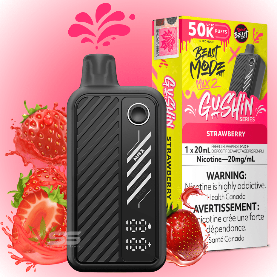 Flavour Beast Max 2 50k Disposable Vape - Gushin Strawberry 20mg / 50000 Puffs Morden Vape SuperStore and Cannabis Manitoba Canada